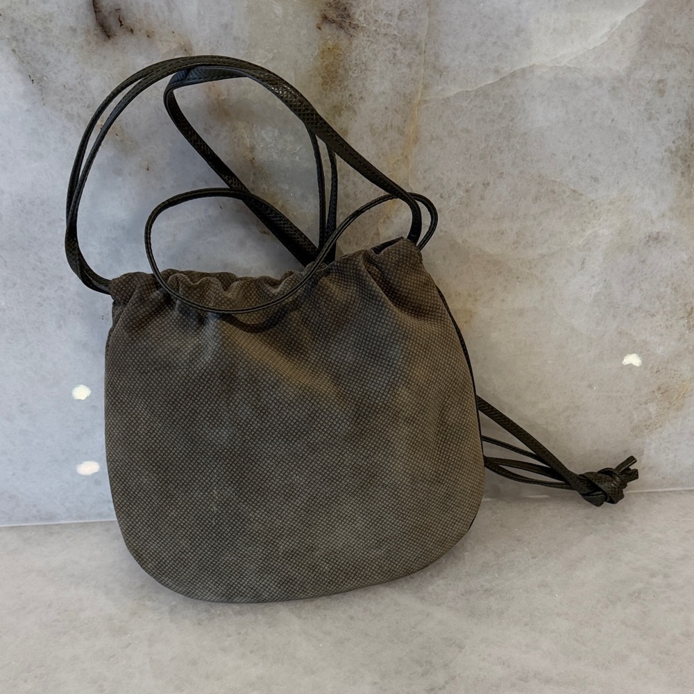 Bottega Veneta  Vintage Olive Drawstring Crossbody Bag